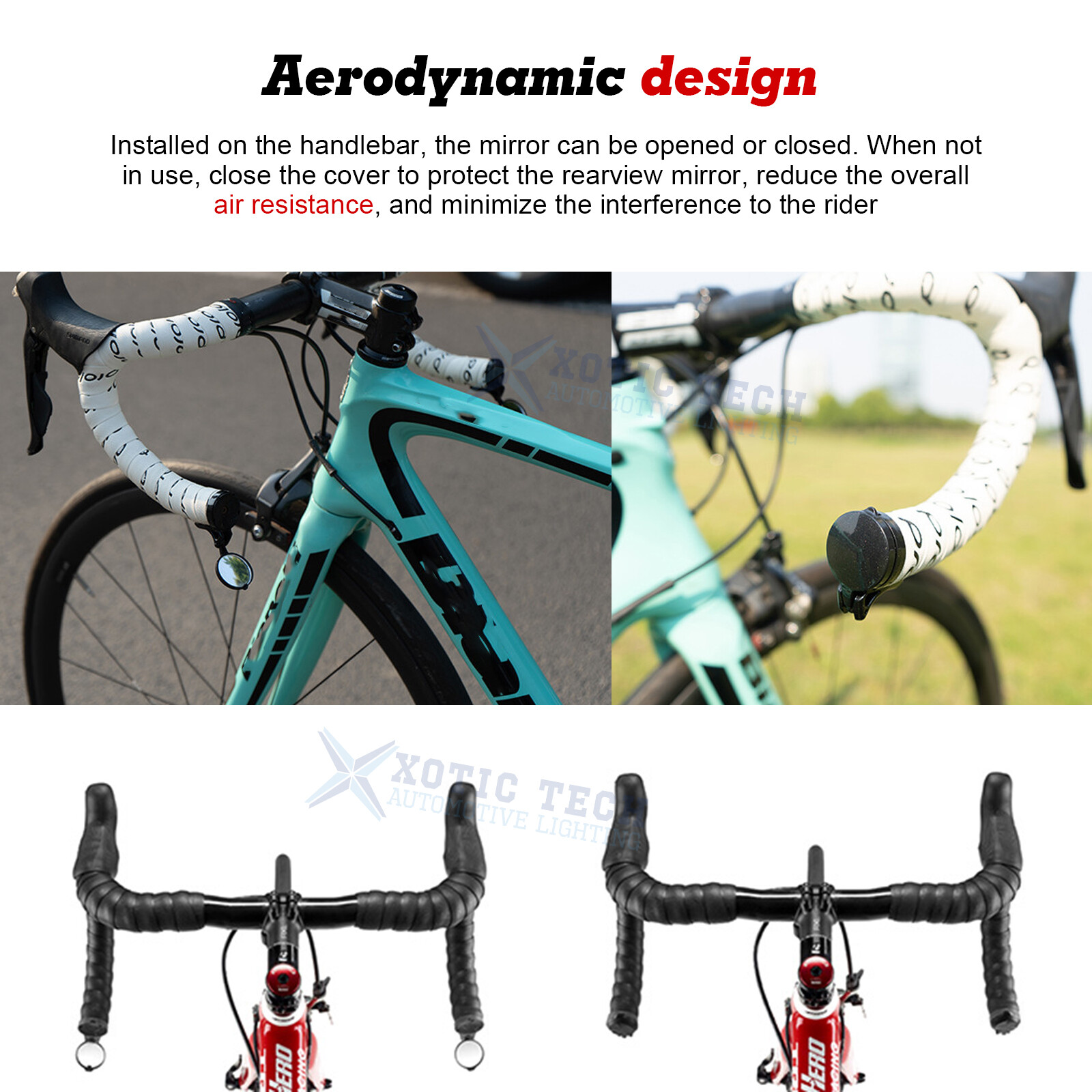 2PCS Black Road Bike Handlebar Adjustable Bicycle Bar End Rearview Mirror kit