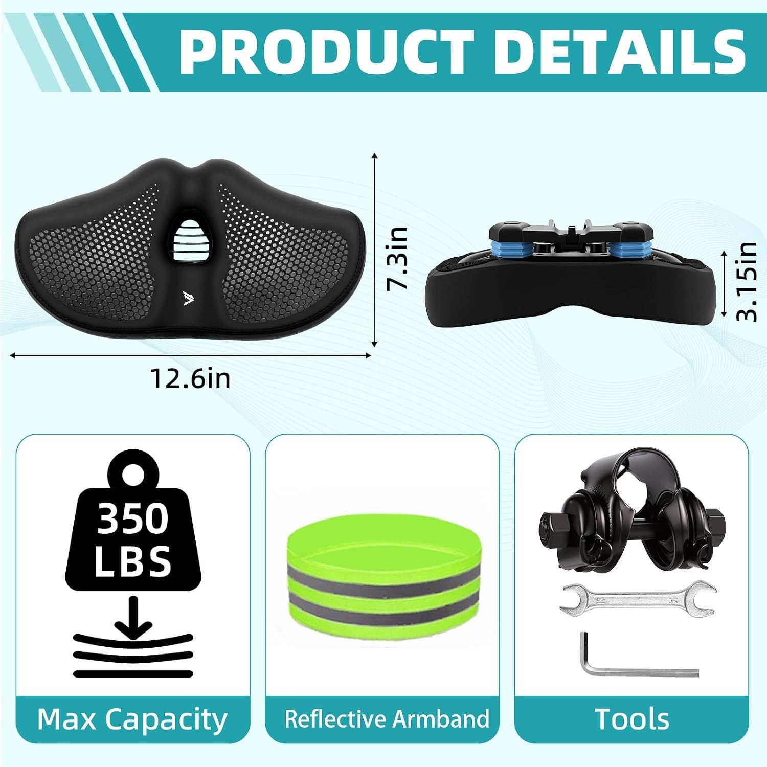 Extra Wide Noseless Bike Seat Cushion for Men Women Memory Foam Filling Large Bi