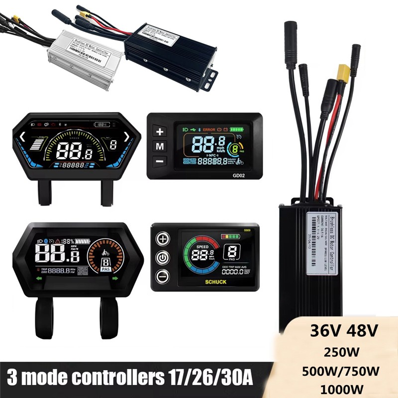E-bike Controller 12V 24V 36V 48V 60V 72V 17A 26A 30A 250/500/750/1000W +Display