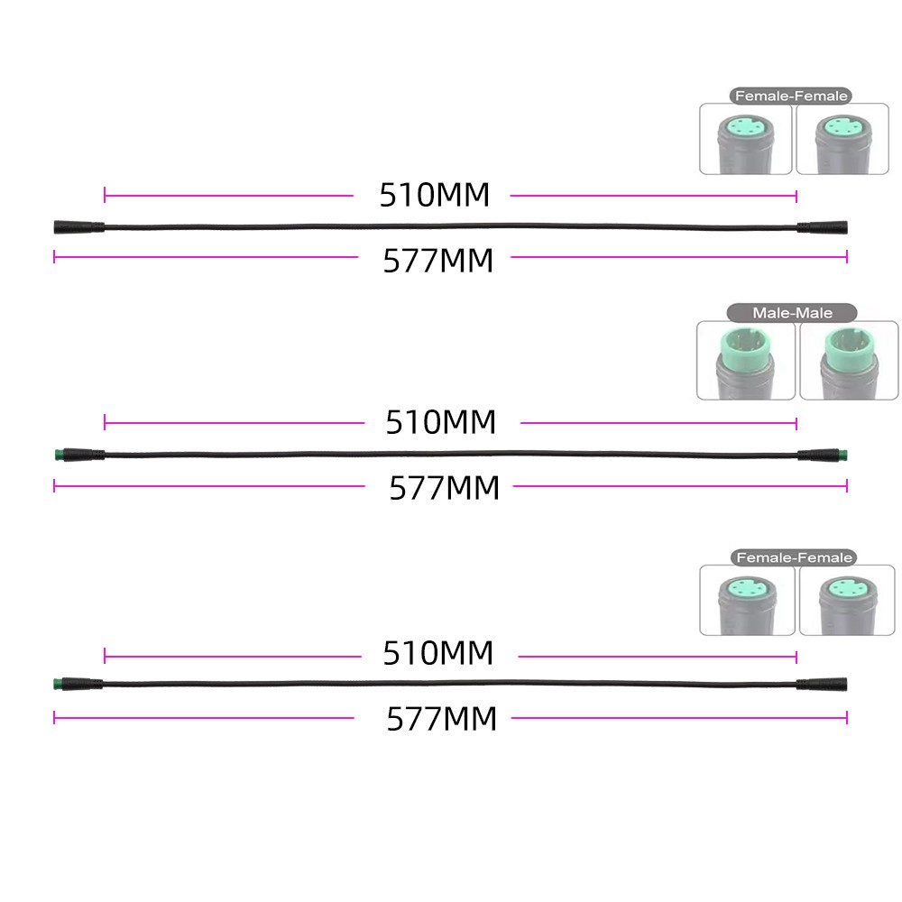 Ebike Display Extension Cable Female to Male/Female to Female/Male to Male 5 Pin