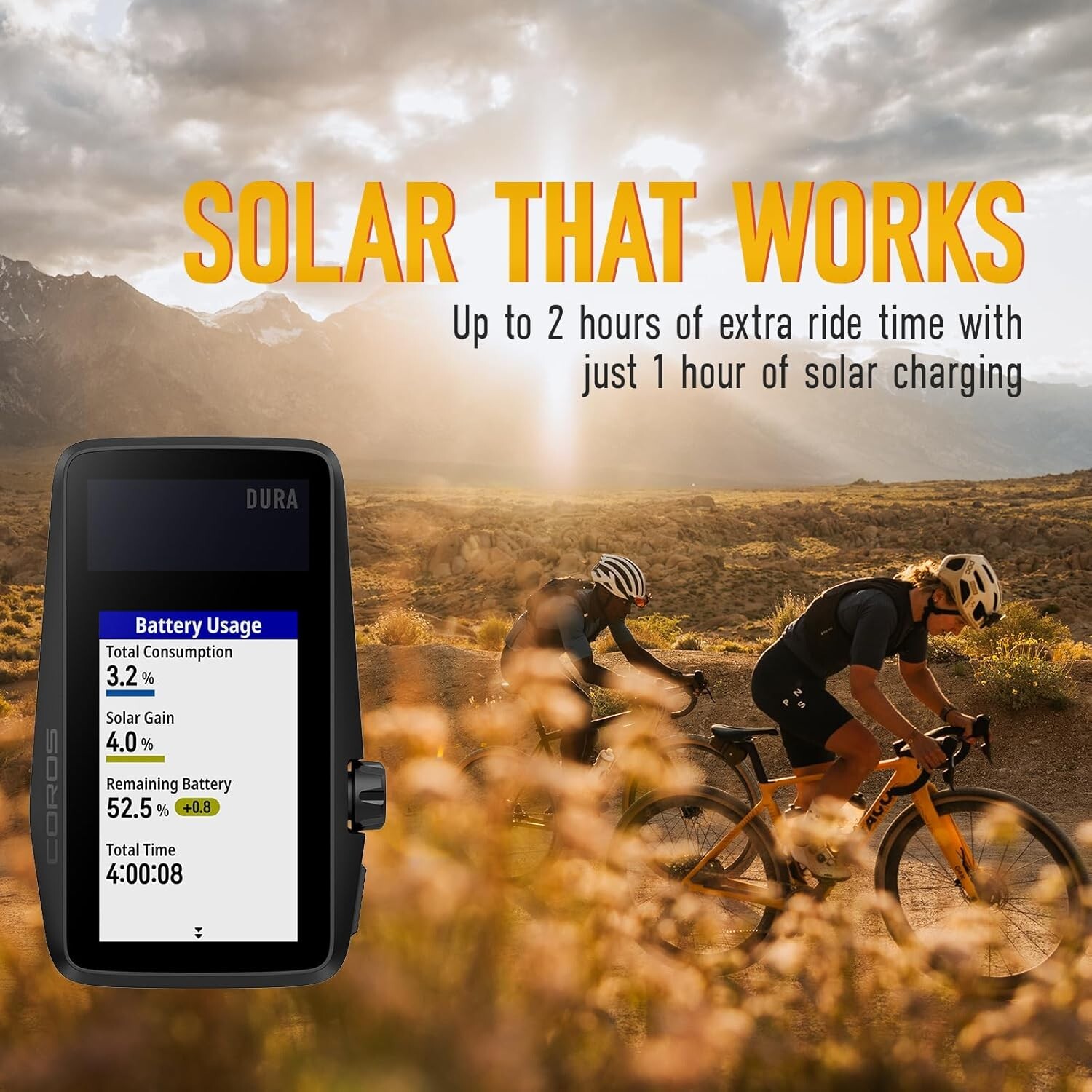 COROS DURA Solar GPS Bike Computer, 120-Hour GPS Battery Life