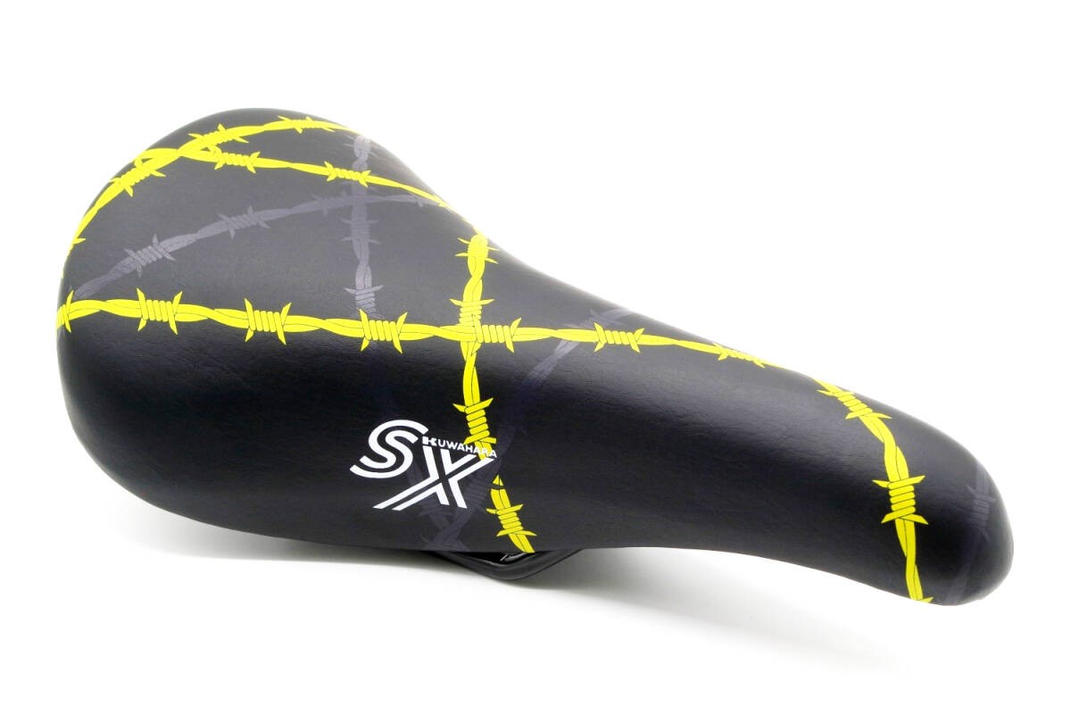 Kuwahara Sx Saddle Barbed Wire Black Yellow Kuwahara/Kuwahara/Barbed Wire/Bmx/Ol