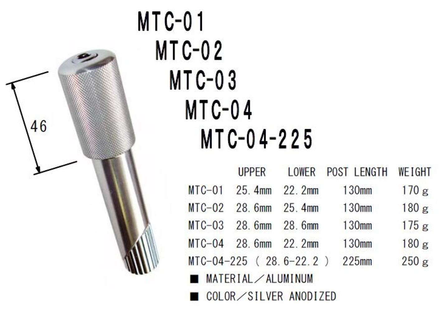 Nitto MT Stem Column Adapter: 28.6mm (1-1/4″ fork) to 28.6mm (1-1/8″ threadless