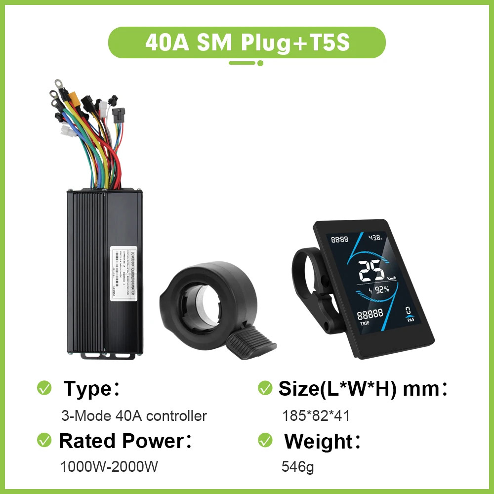 Electric Bike 40A 36V/48V/52V Three Mode SineWave Controller with LCD Display