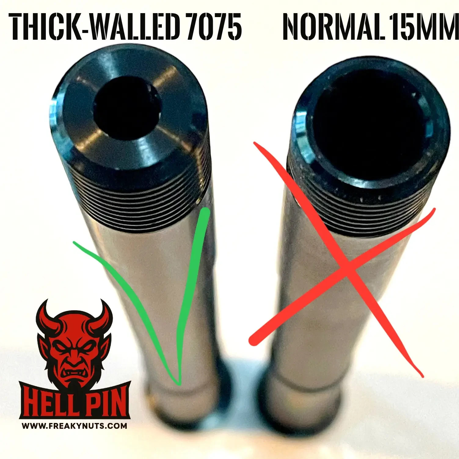 15mm MTB Thru Axle 158mm | Bright Pin Extra Strong Axle | Freakynuts
