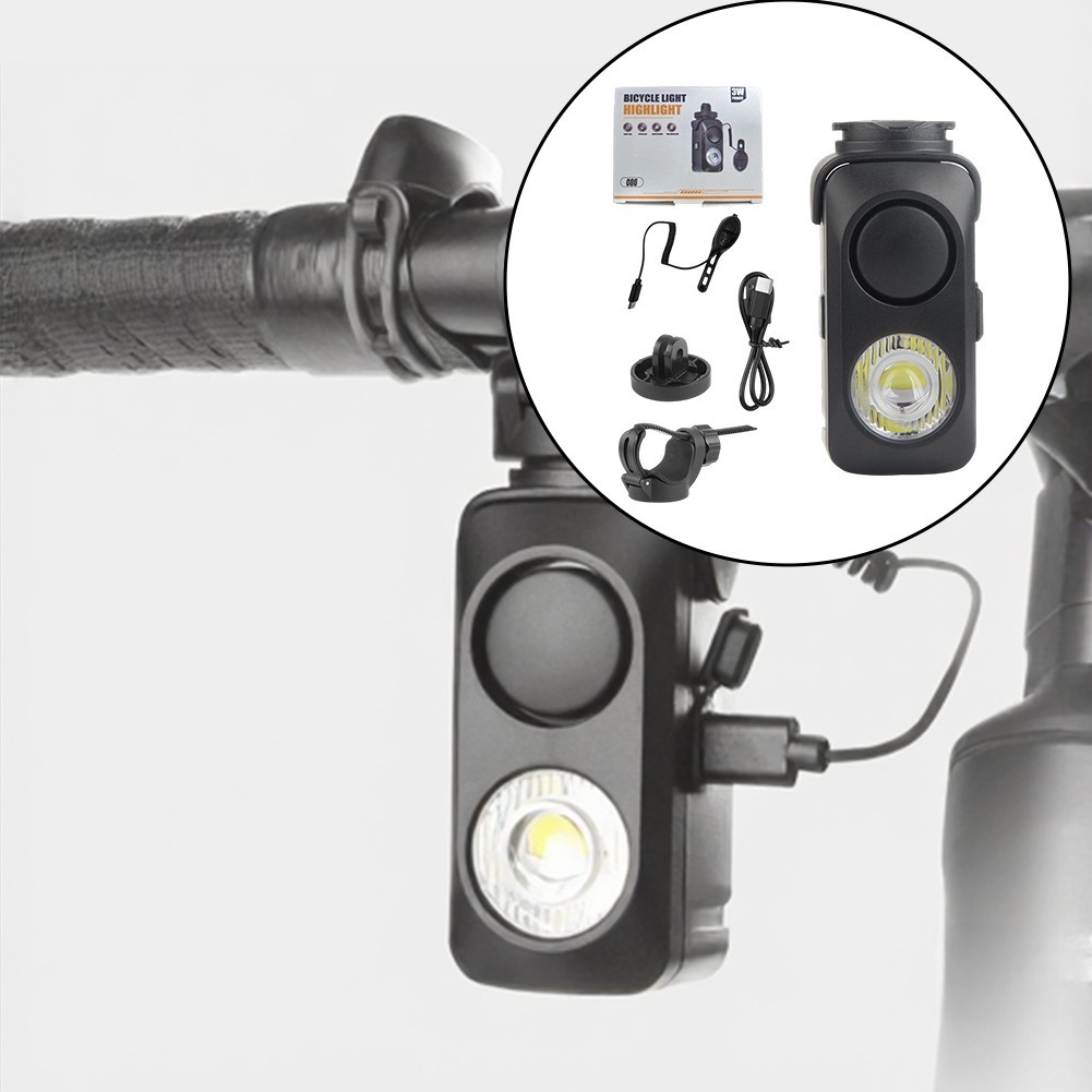 USB Rechargeable Bike Light with For horn 120dB LED Headlight and Tail Light
