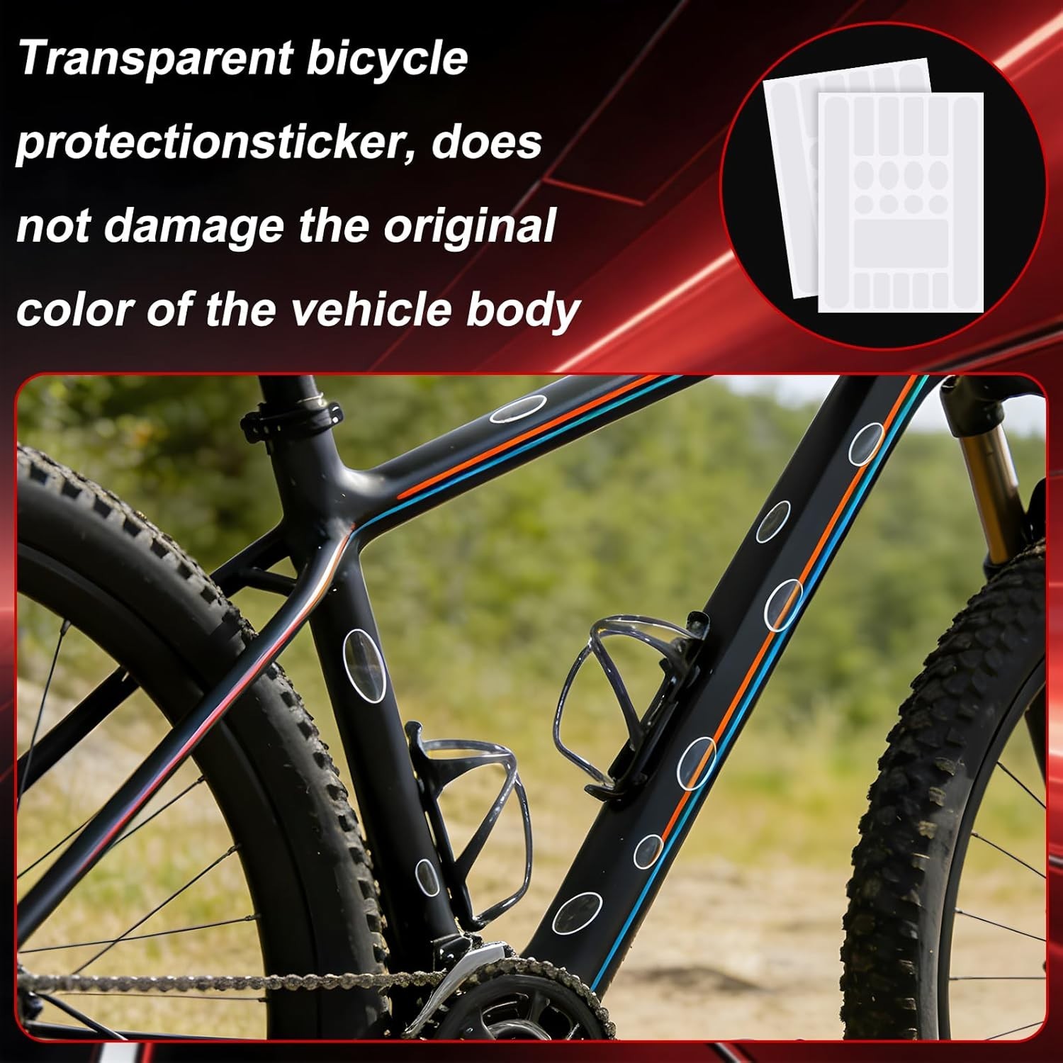 Bike Chainstay Protector 2 Clear 2 Black Silicone Pads MTB Frame Protection for