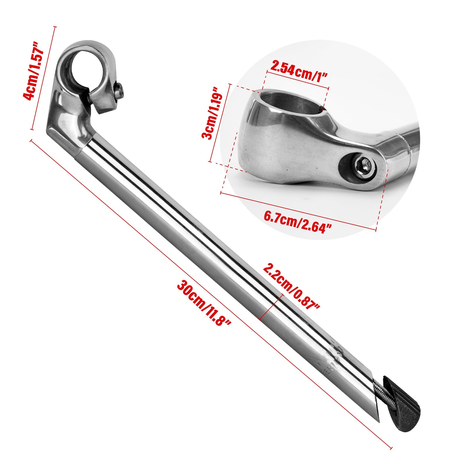 BuleVina Bike Quill Stem 22.2mm x 300mm Clamp 25.4mm x 300mm, Silver