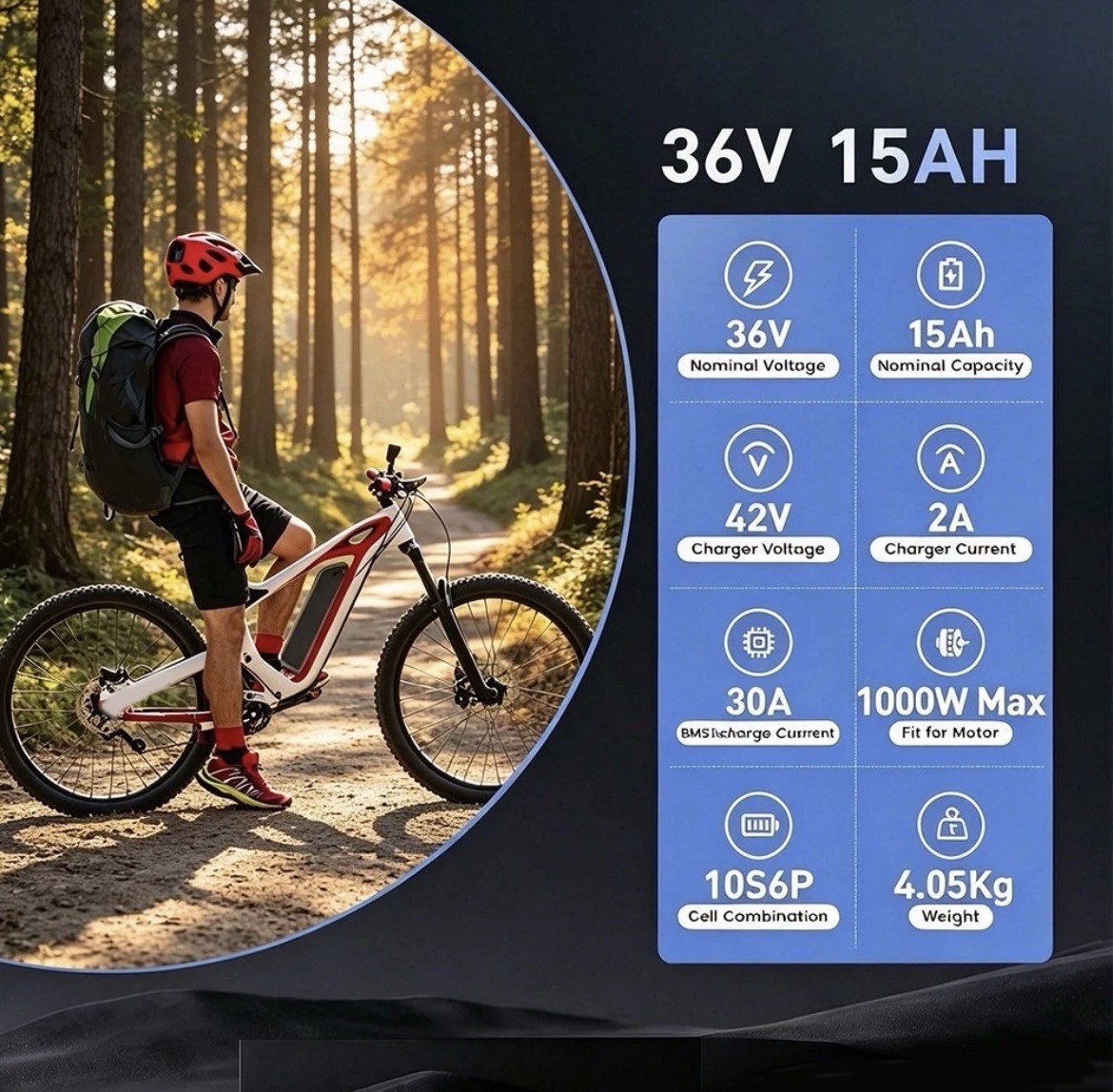 NEW 36V 15Ah Battery Ebike Electric Bike Bicycle Scooter 5 Pin LED Indicator 30A