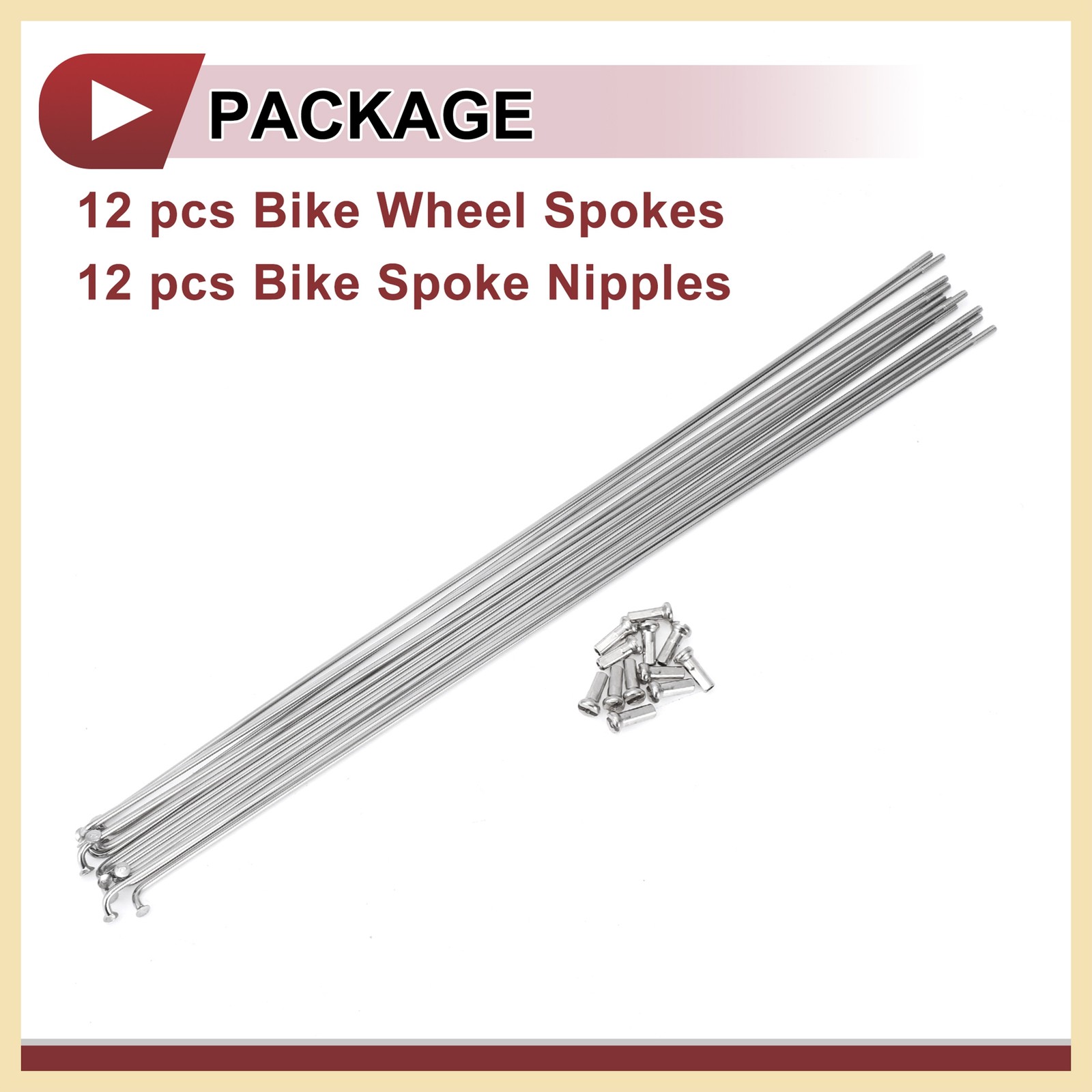 12Set 14G Bicycle Spokes 285mm Bike Wheel Spokes 304 Stainless Steel