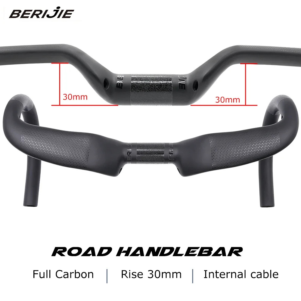 Full Carbon Road Bike Handlebar Rise 30mm Width 400/420/440mm Black Matte