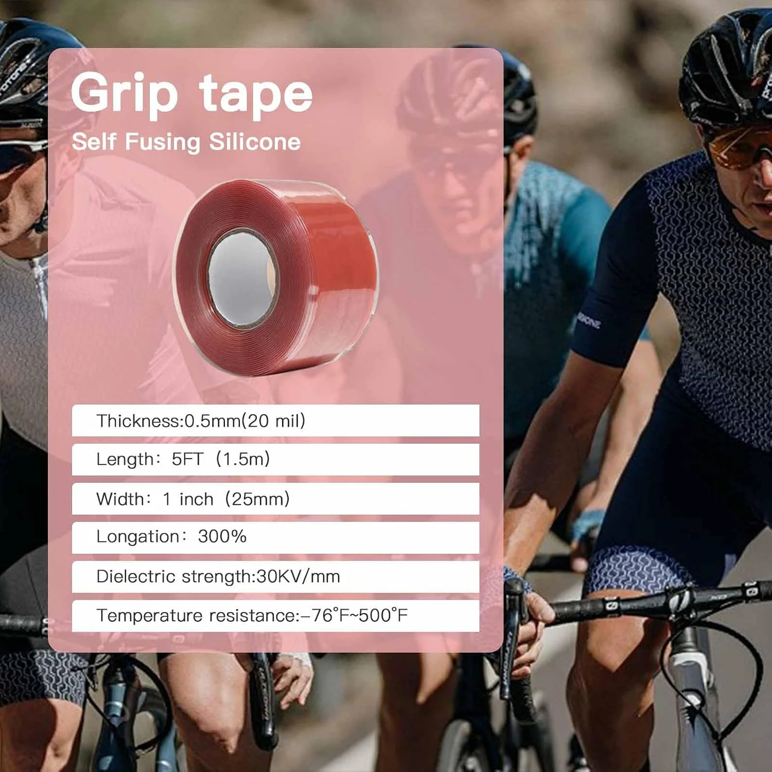Self-Fusing Silicone Tape – No Adhesive Grip Tape for Bike Handlebar, Fishing Po