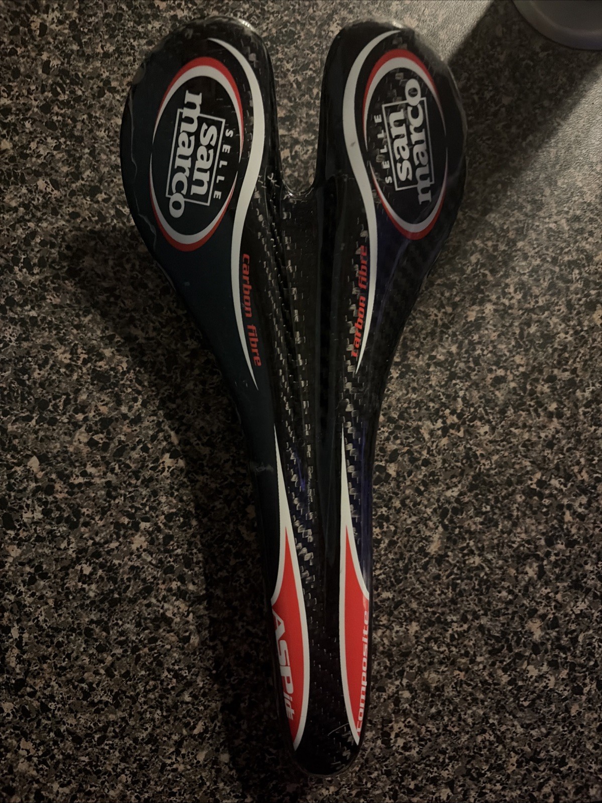 Selle San Marco Aspide Saddle Carbon Fiber Ti Rails Black/white/red Gentle Used