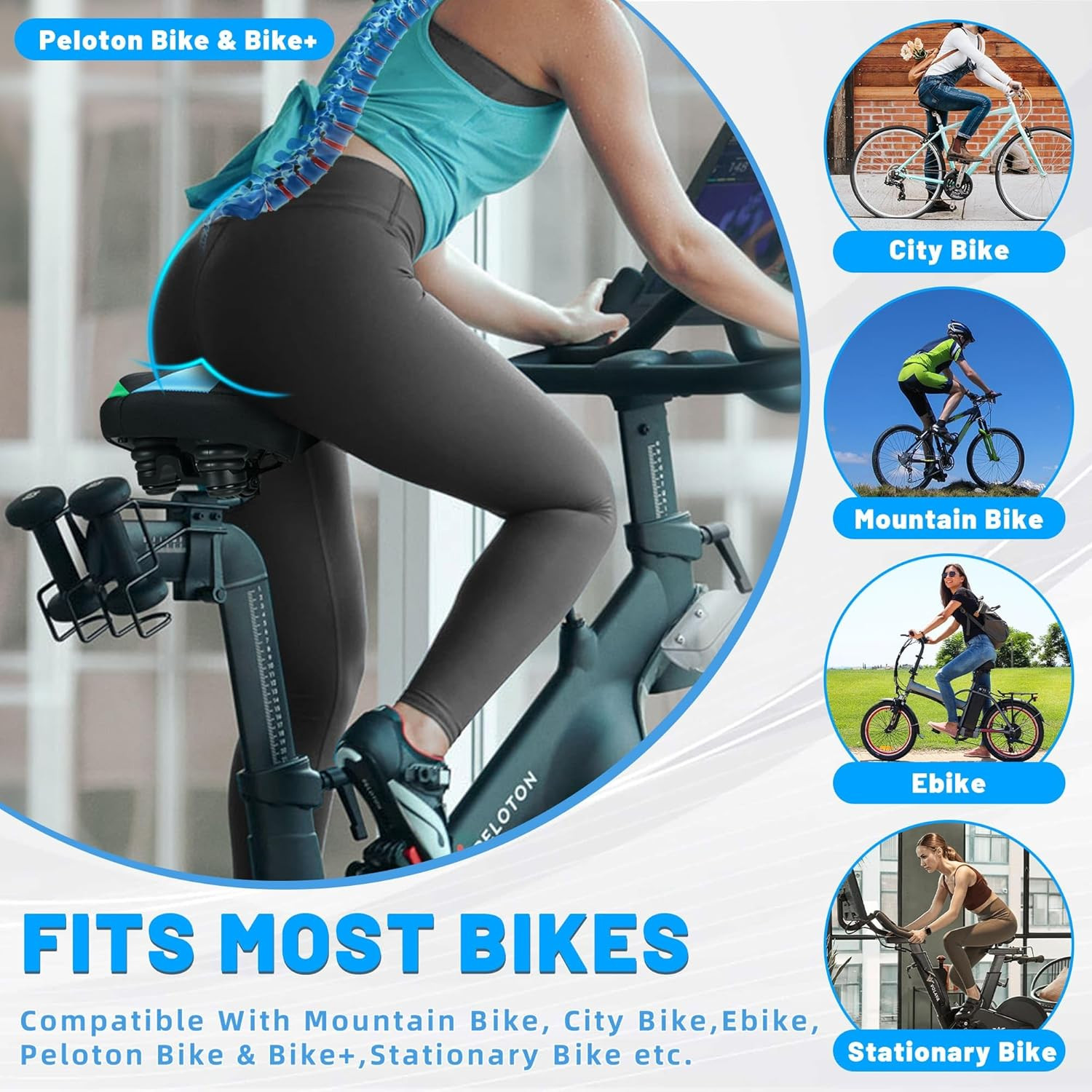 Oversized Bike Seat for Men & Women, Comfortable Gel Padded, Extra Wide Bicycle