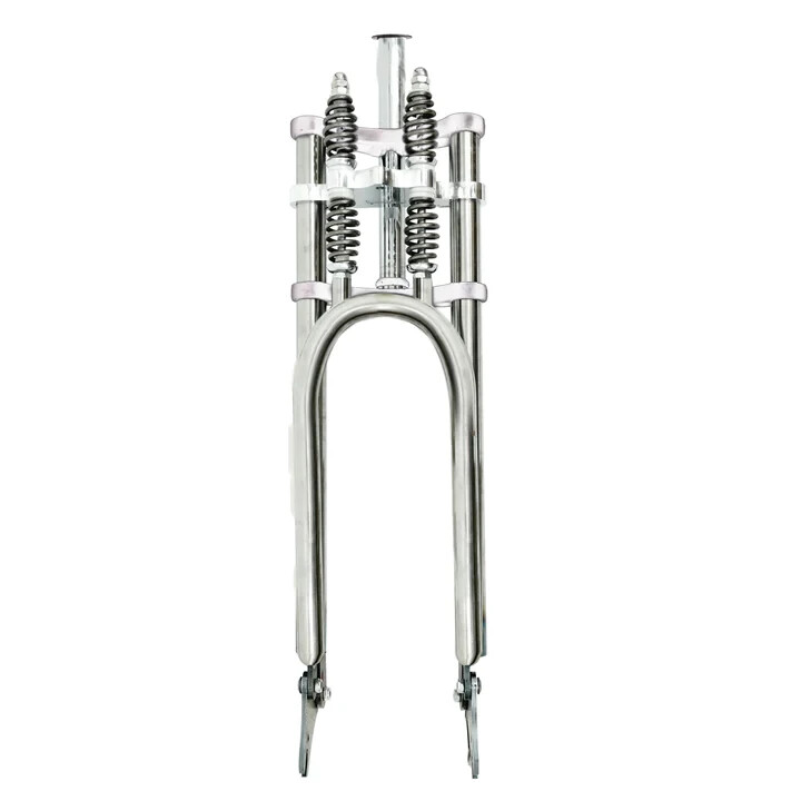 Adjustable 26″- 29″ x 3 – 4.0 Dual Spring 1-1/8″ Polish Fork With Disc Mount