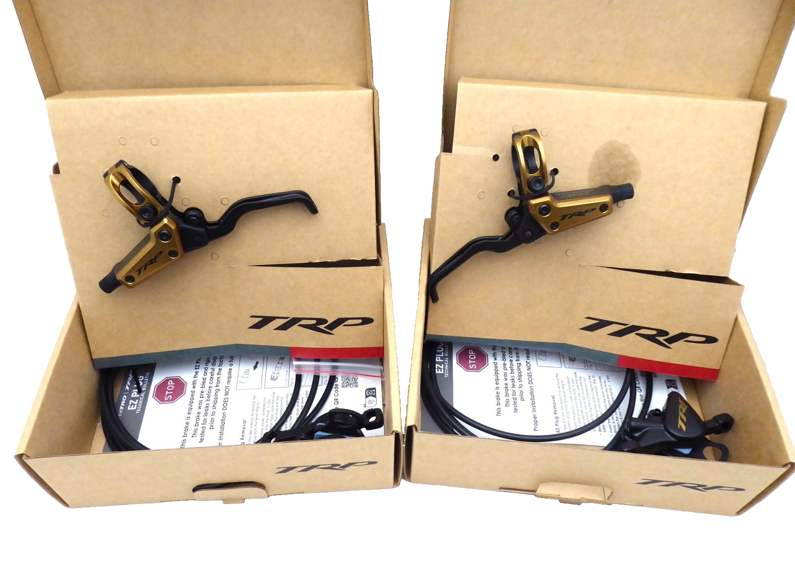 TRP EVO X HD-M9020 Disc Brake, Front/Rear Set, Post Mount – Gold – PAIR
