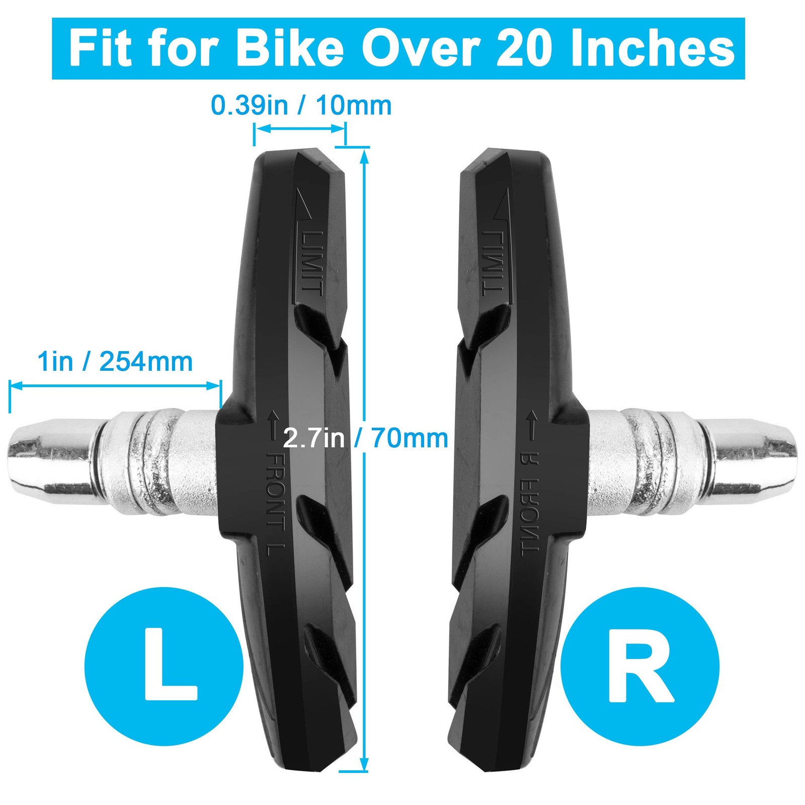 GPMTER Bike Brakes Pads Set, V Brake for Cruiser MTB Mountain 2 Pairs, Black