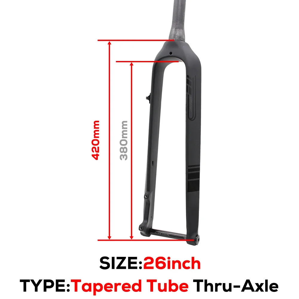 Full Carbon MTB Rigid Fork 26 27.5 29er Straight Tapered Tube 15*100mm Thru Axle