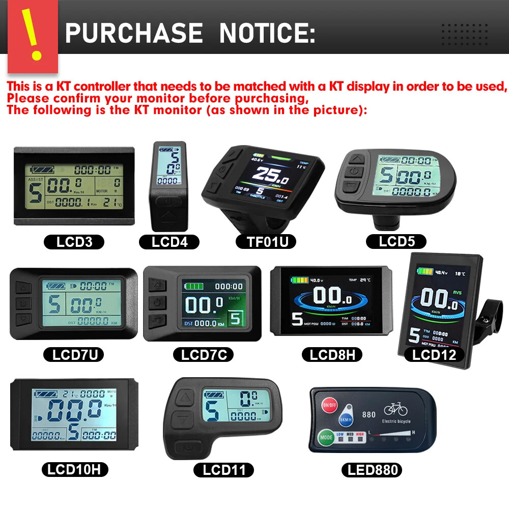 E-bike Controller 36V 48V 15-30A 250W-1000W Ebike Accessories with 1T5 Cable