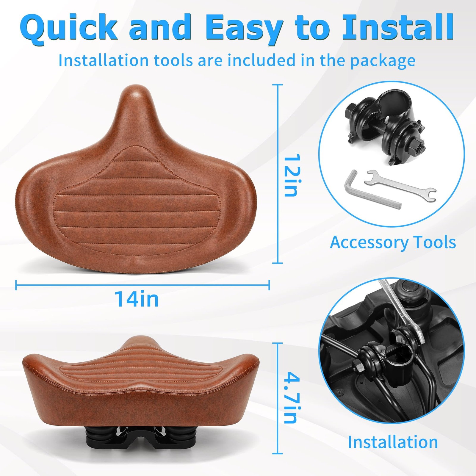 CDYWD Oversized Bike Seat for Men & Women Comfort, Extra Wide Bicycle Seat Cu…