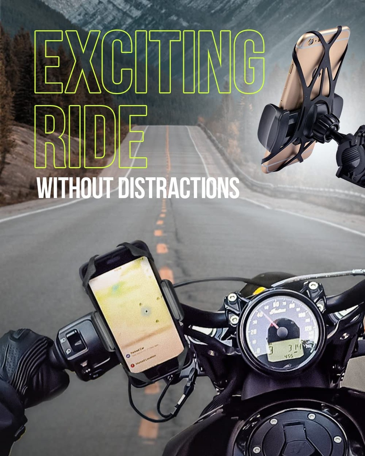 Bike & Motorcycle Phone Mount – for iPhone 16 Pro Max (15, 14, SE, Plus), Gal…