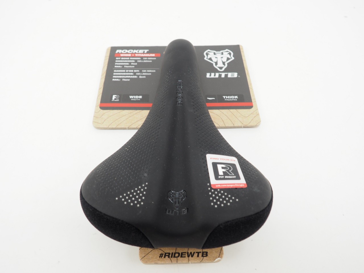 WTB Rocket Wide Mountain Bike Saddle Titainium Rails 150 x 265mm Black