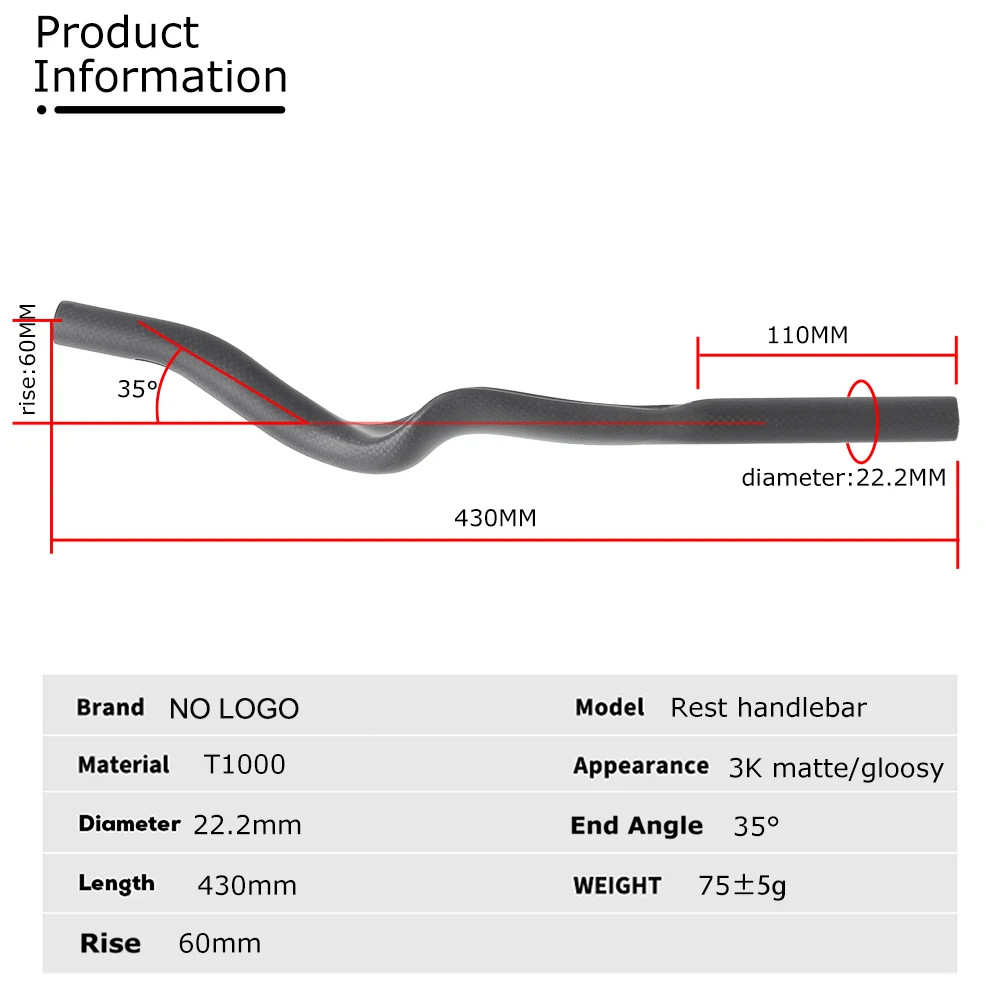 Road Bike Triathlon Time Trial Aero Bar Carbon Matte/Glossy Rest TT Handlebar