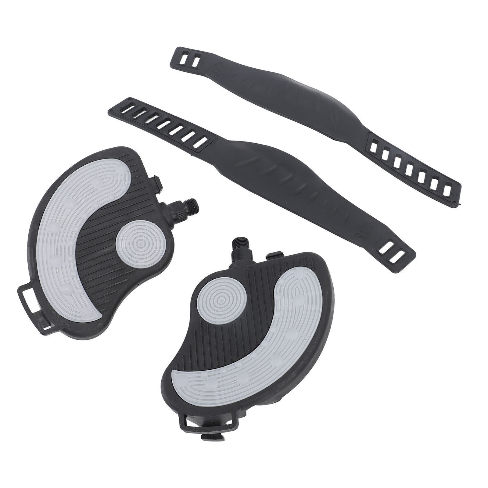 2PCS Exercise Bike Pedals with Straps PP PVC Stainless Steel Universal