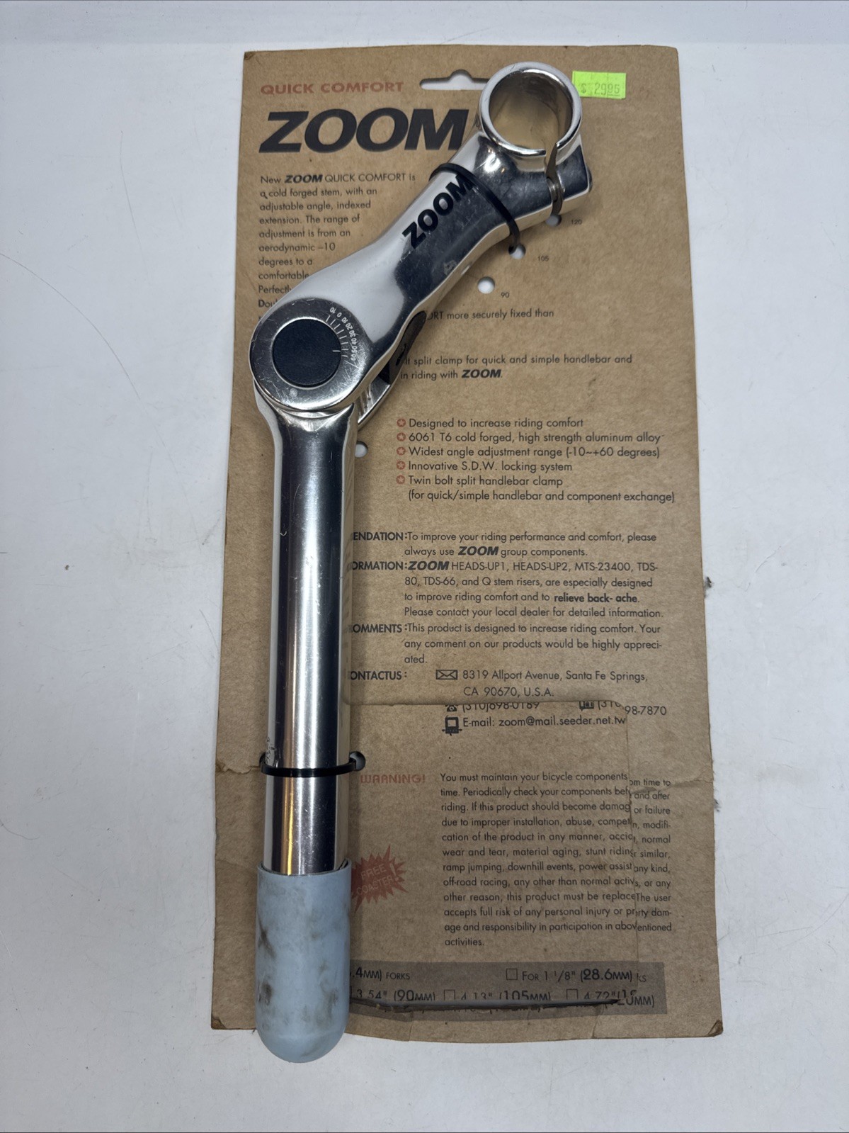 Zoom Quick Comfort Adjustable 120mm Extension 180 Length 80-150 Deg #u3