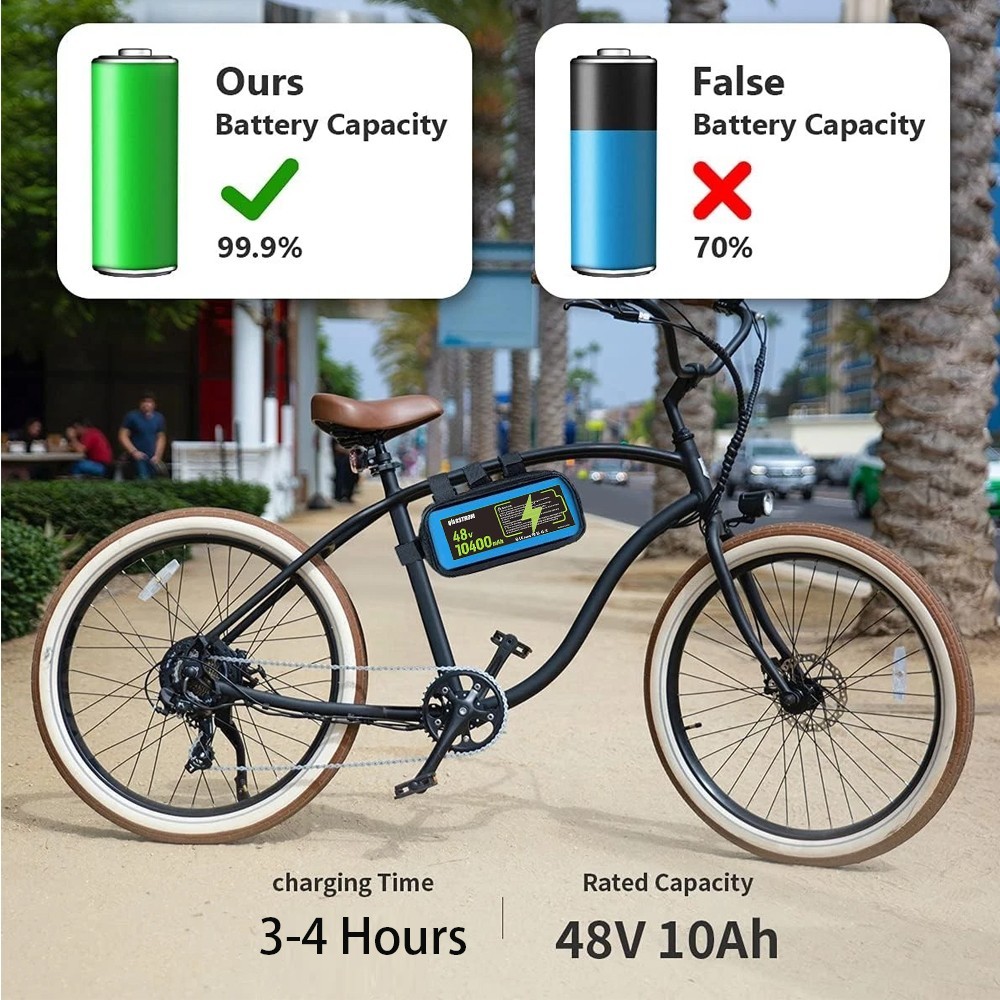 48V 10Ah Lithium-ion Ebike Battery, Rechargeable for Scooter 48V250W-1000W Motor