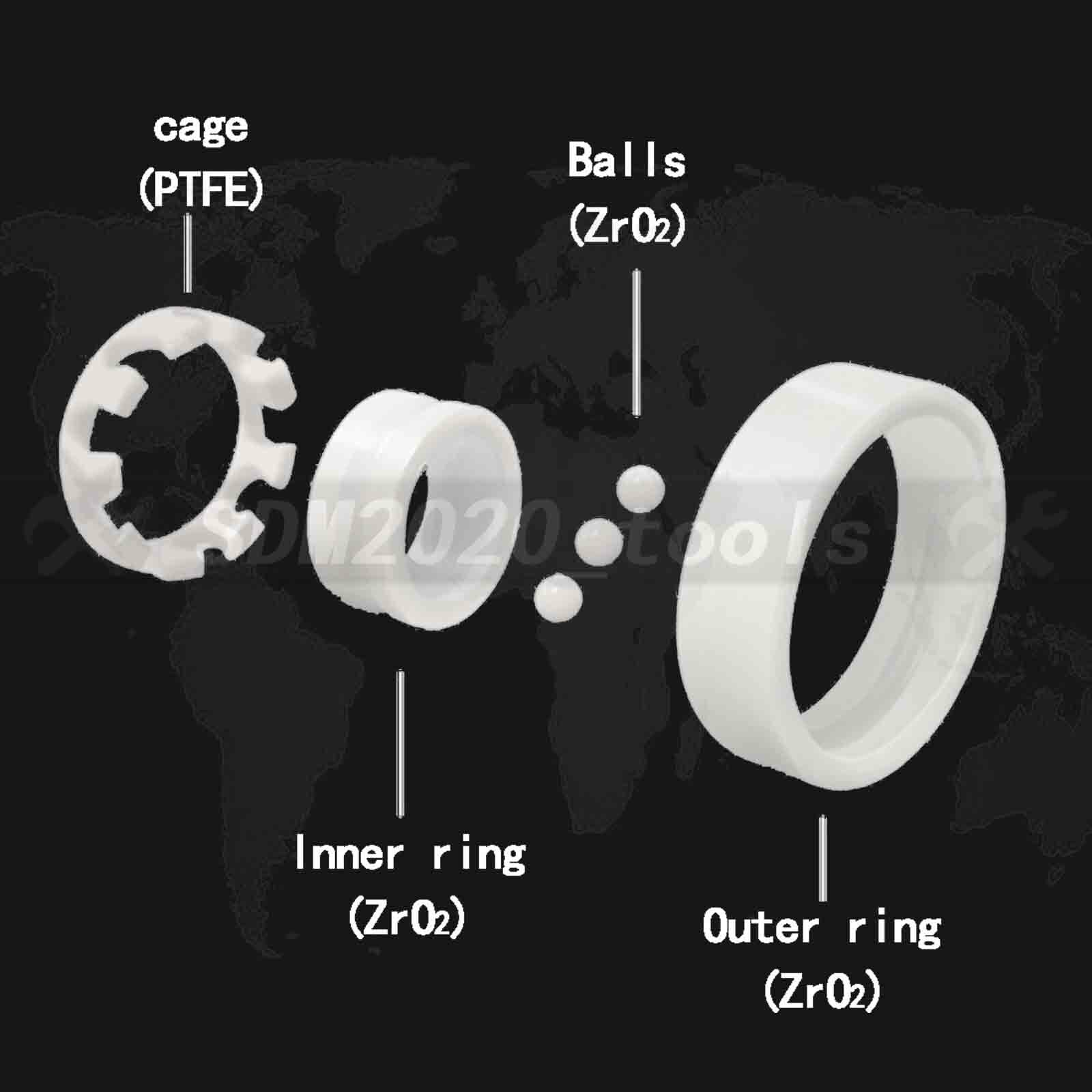 1 PC R12 Full ZrO2 Ceramic Ball Bearing Zirconia Oxide 3/4″x1-5/8″x7/16″