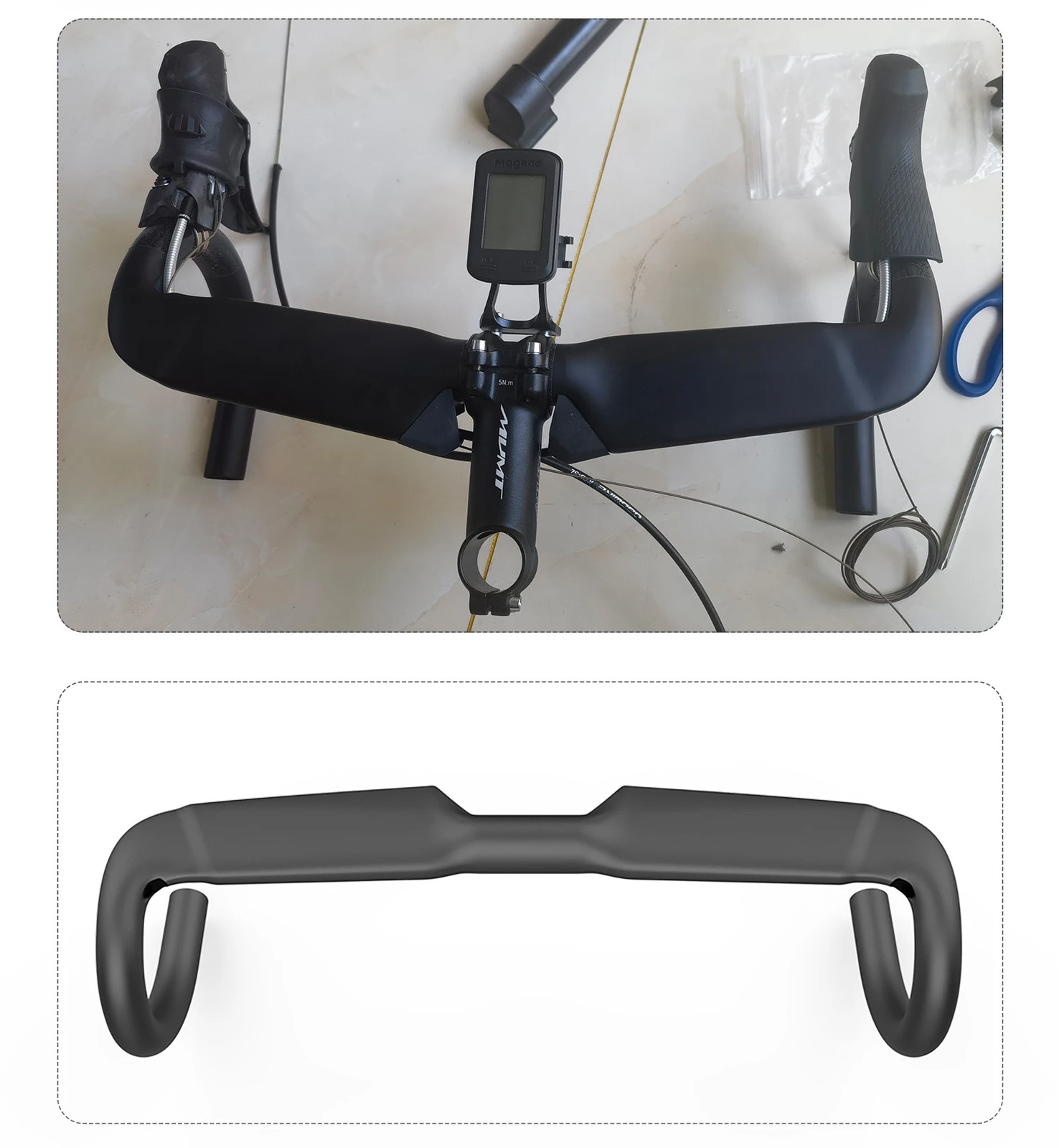 Carbon Road Bike Integrally Handlebars UD Surface Wind Breaking Bent Handle
