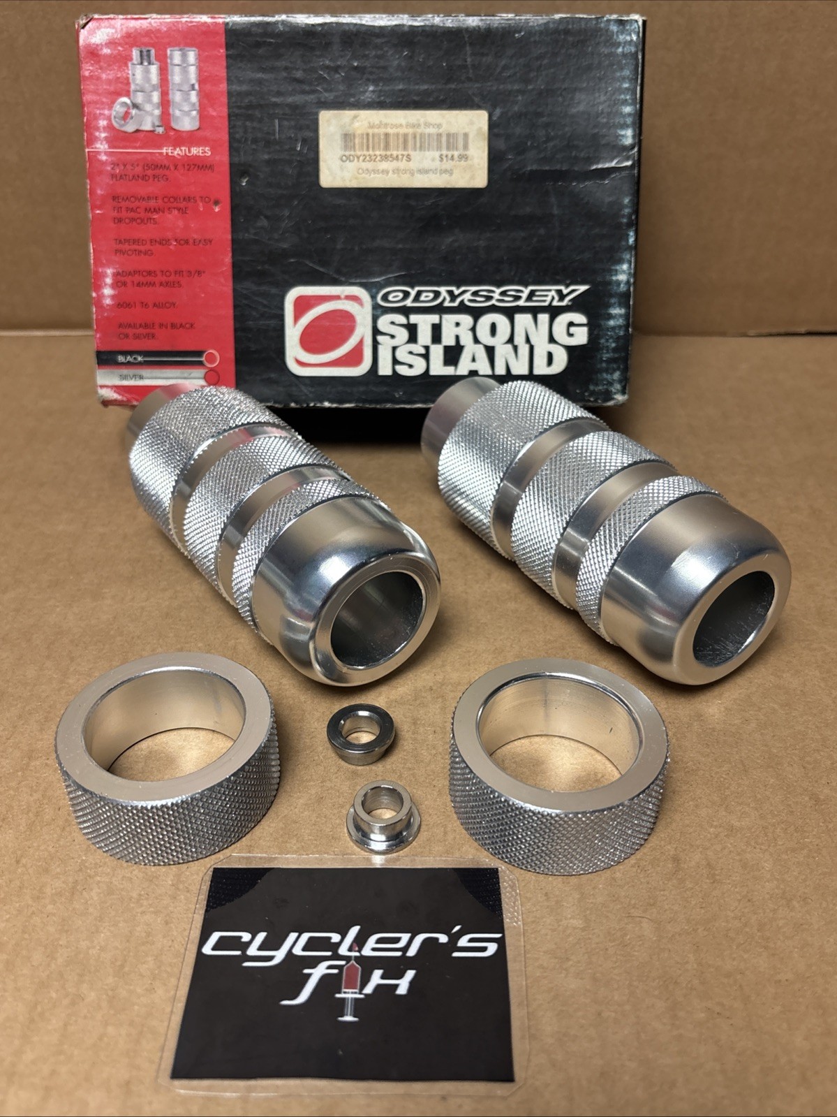 NOS Odyssey Strong Island 3/8|14mm Oversized Alloy BMX Pegs Fit: GT Pac-Man Dyno