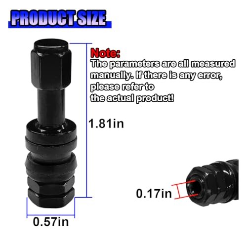 TR43E Metal Clamp-in Tire Valve Stems, Tubeless Aluminum Alloy Car Tire Black