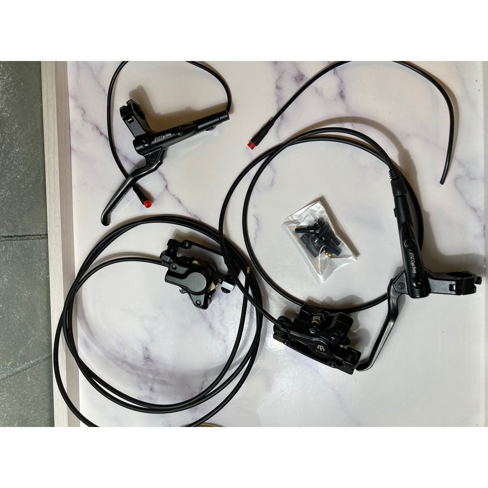 ZTZ Cycling Electric Bike Hydraulic Disc Brake Set Black Front Rear