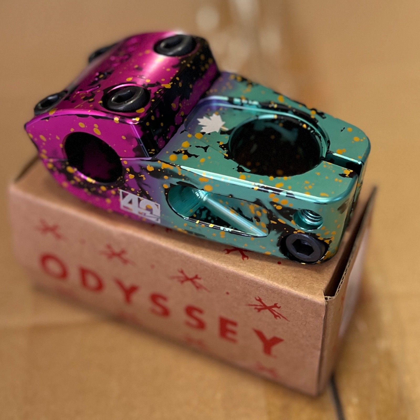 ODYSSEY BMX WALSH BICYCLE STEM ’85 SPLATTER (NO TWO ARE THE SAME)