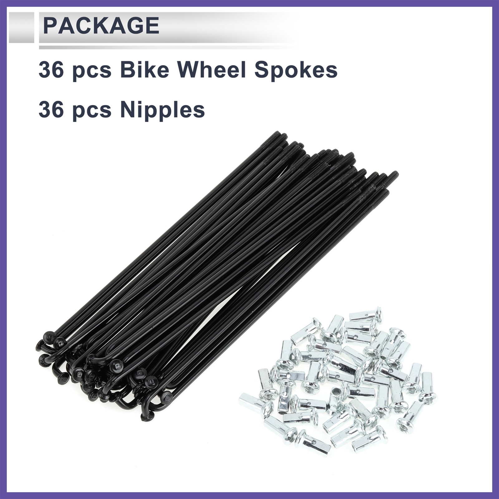 1 Set 12G 127mm Length Bicycle Spokes Nipple Black