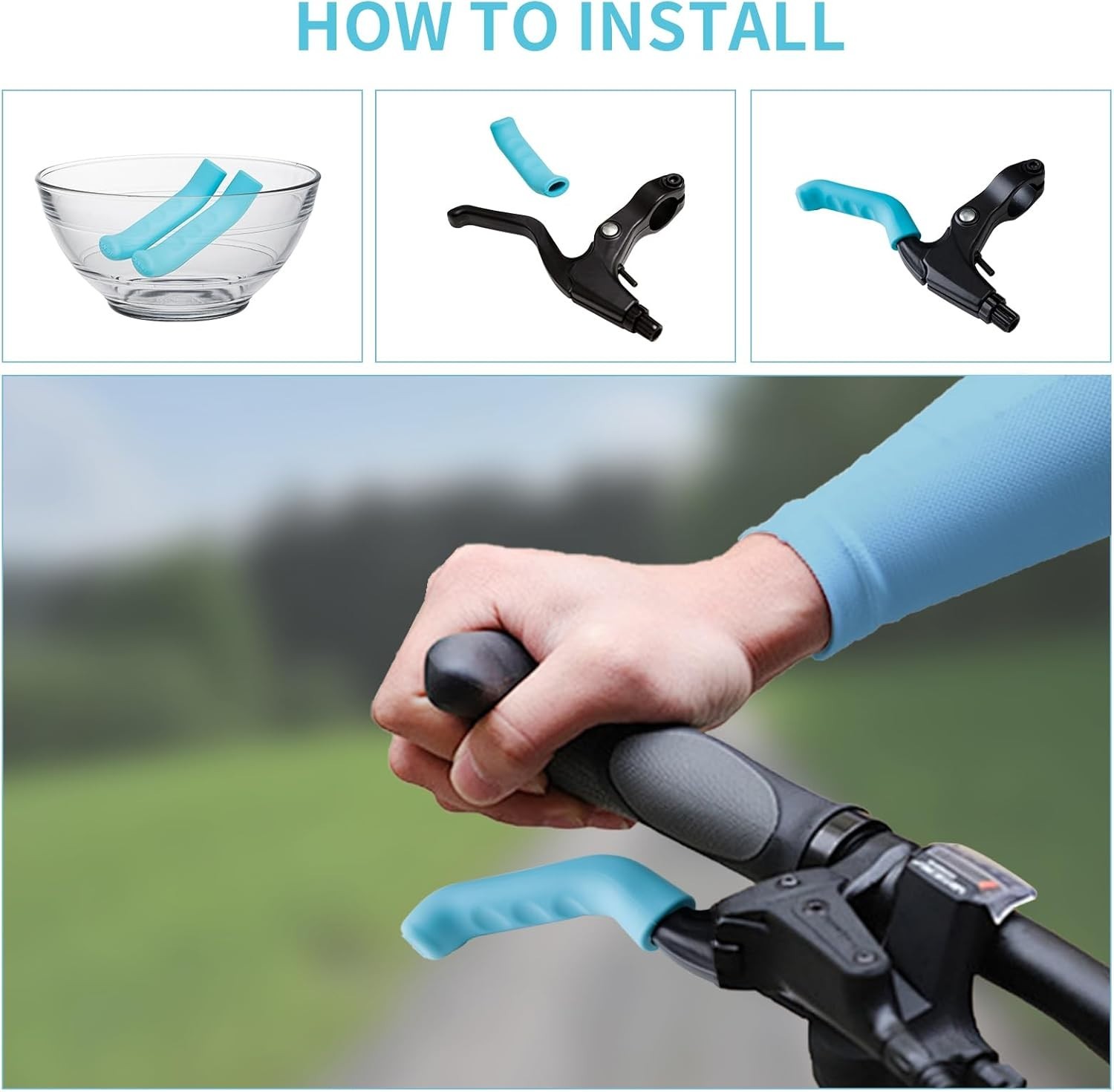 2 Pairs Silicone Brake Lever Covers for Bikes – Anti-Slip Handle Sleeves, Fit…