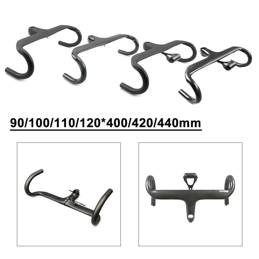 Road Bike Integrated Bar Stem Bicycle Handlebar 400/420/440mm UD Carbon Fiber co