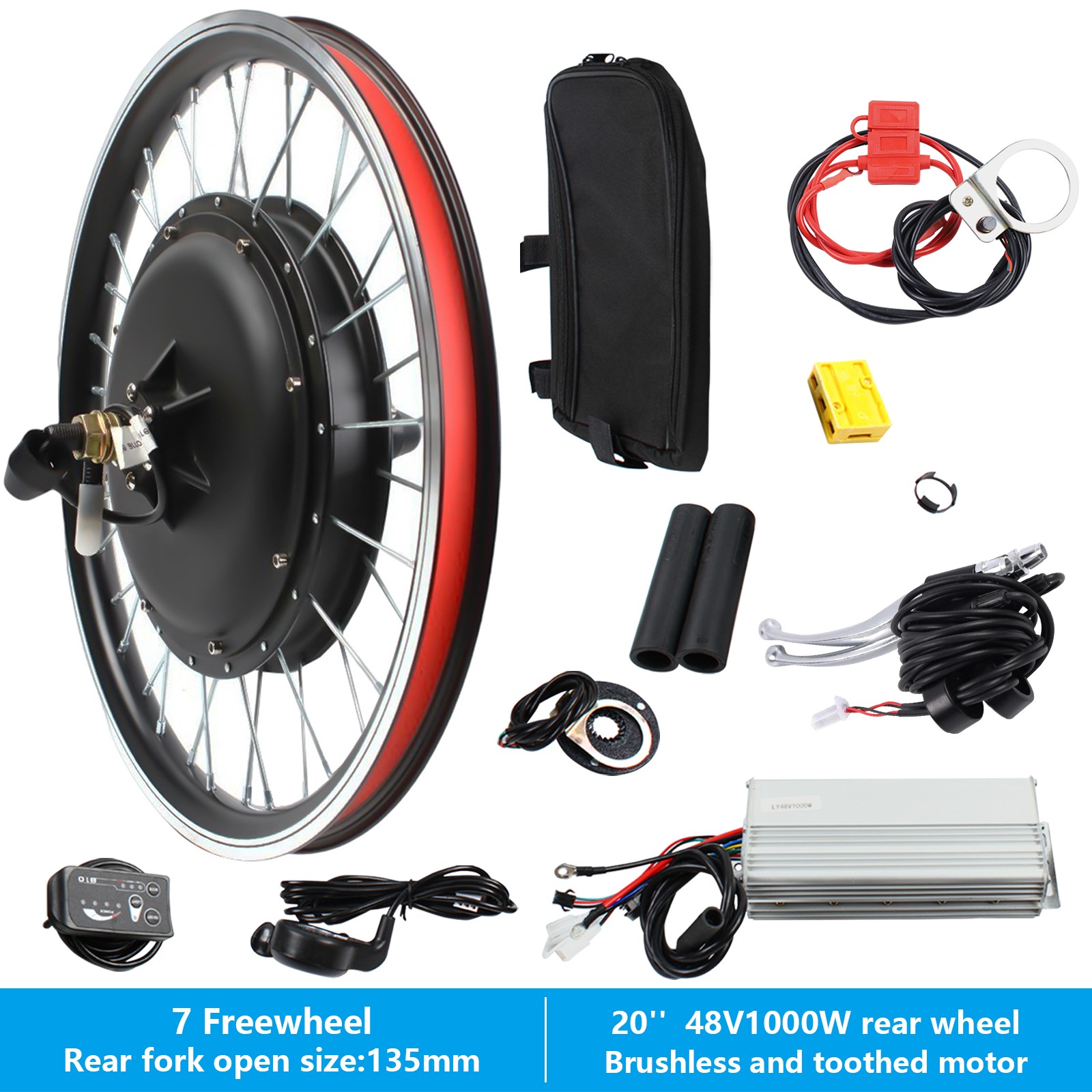 20 Inch eBike Electric Rear Wheel Hub Motor Bicycle Conversion Kit 48V