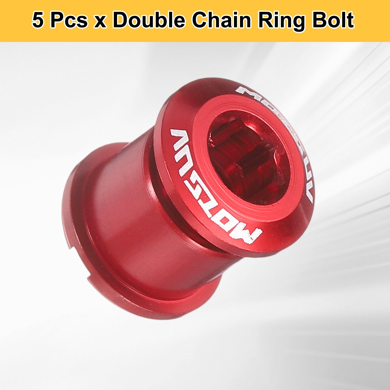 5pcs Double Chain Ring Bolts M8 Aluminum Alloy Bike Chainwheel Screws Red,
