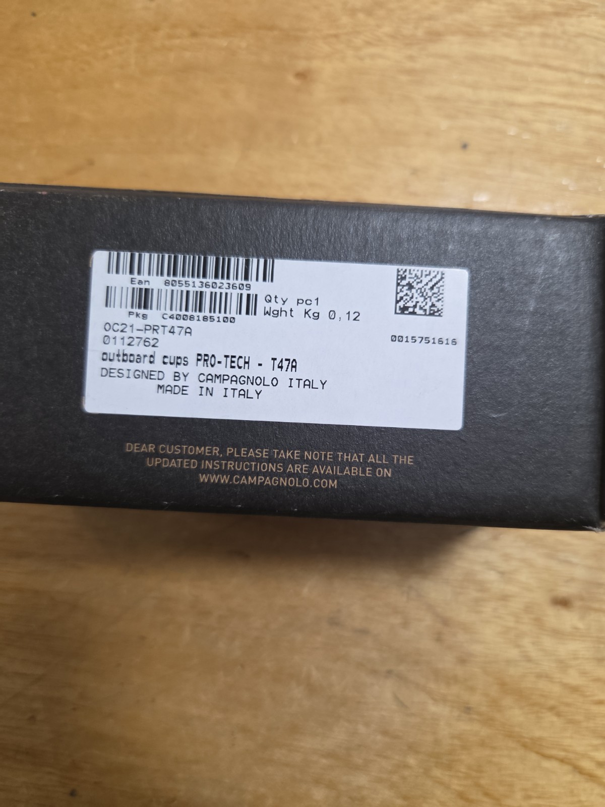 NEW IN BOX Campagnolo EKAR ProTech T47A Bottom Bracket – Water-Resistant