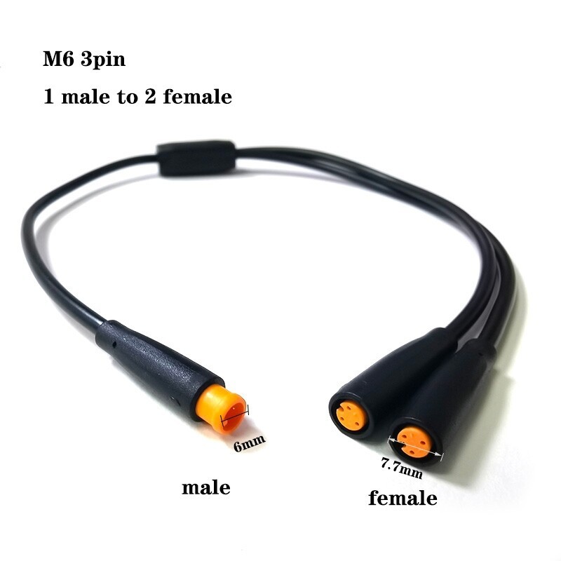 6mm M6 2 3 Pin male to female Splitter Julet Cable Plug ebike waterproof Sensor