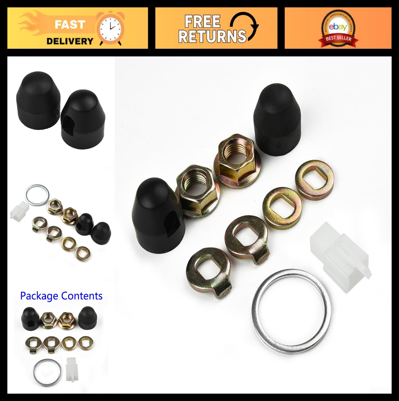 Electric Bike Hub Motor Nut Kit – M12 & M14 Axle Lock, Wheel Screw & Washer Set