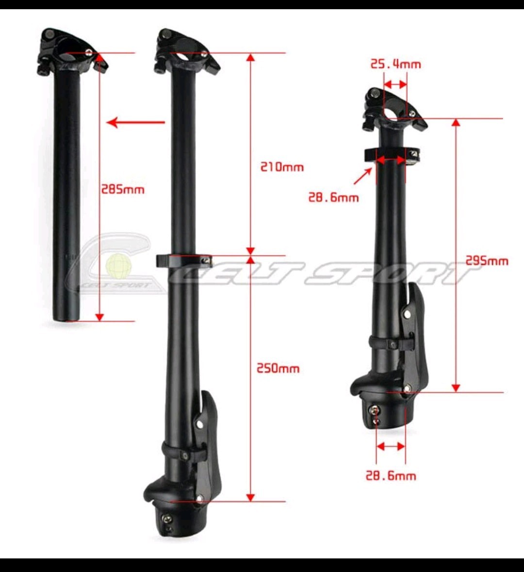 Folding Bike Adjustable Stem Quick-Release Fit 25.4mm Handlebar Without thread