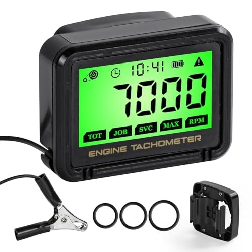 Digital Tachometer, Tach Hour Meter, Small Engine Tachometer with RPM Alarm,