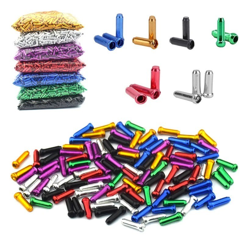 50Pcs Bike Inner Cable End Caps Alloy Road Mountain Bikes Brake Tips Shift Cable