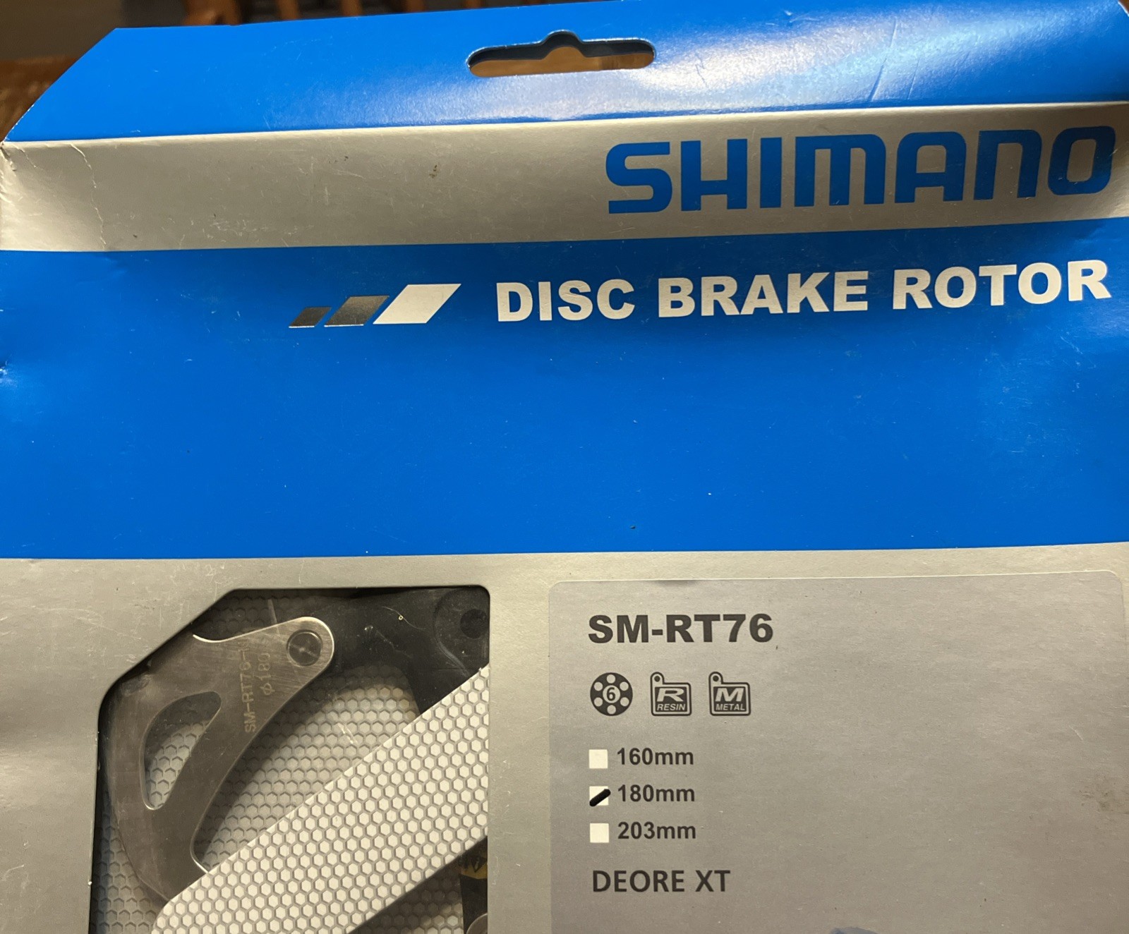 Shimano Deore XT SM-RT76 Disc Brake Rotor 180mm 6-Bolt Mountain Bike