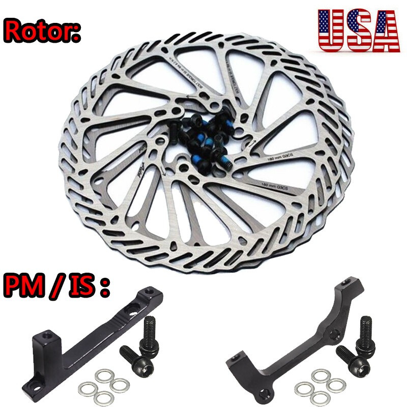 MTB Bike 160/180/203mm Disc Brake 6 Bolts Rotor PM/IS Brake Adapter Caliper CNC