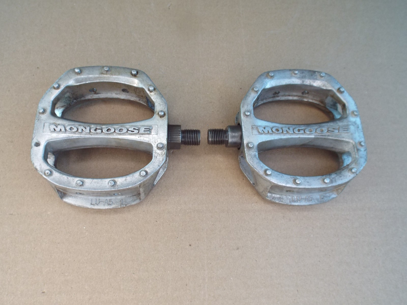 VTG Mongoose BMX Pedals Alloy 1/2” Silver in Color Bicycle Work Well! (Read)